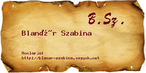 Blanár Szabina névjegykártya